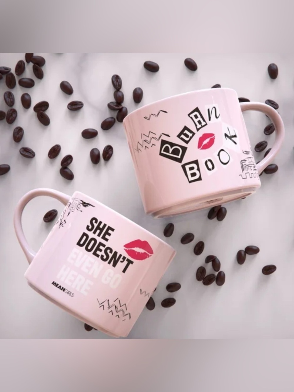 Mean Girls Pink 'She Doesn't Even Go Here' & 'Burn Book' Zak! Mug Set